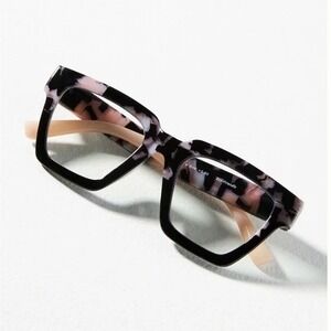 NEW ANTHROPOLOGIE BLACK MARBLE PEEPERS BLUE LIGHT READING GLASSES +2.75